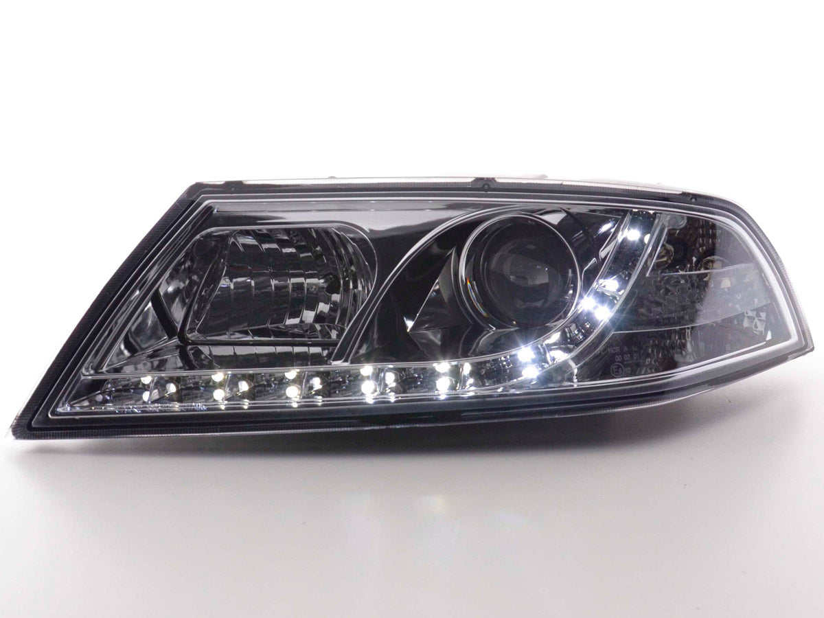 Headlight set Daylight LED DRL look Skoda Octavia type 1Z 04-08 black