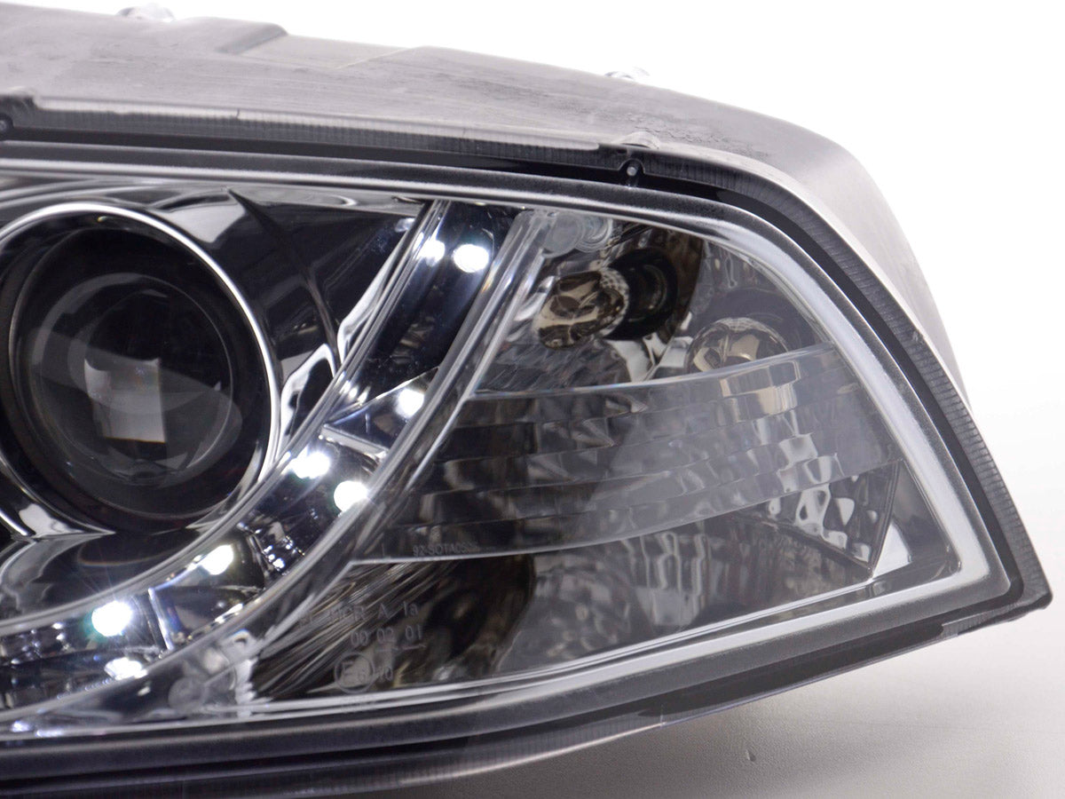 Headlight set Daylight LED DRL look Skoda Octavia type 1Z 04-08 chrome