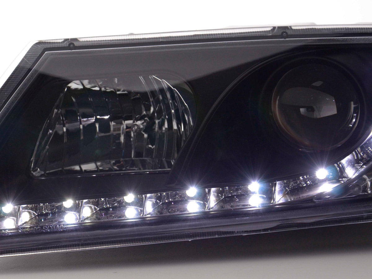 Headlight set Daylight LED DRL look Skoda Octavia type 1Z 04-08 black