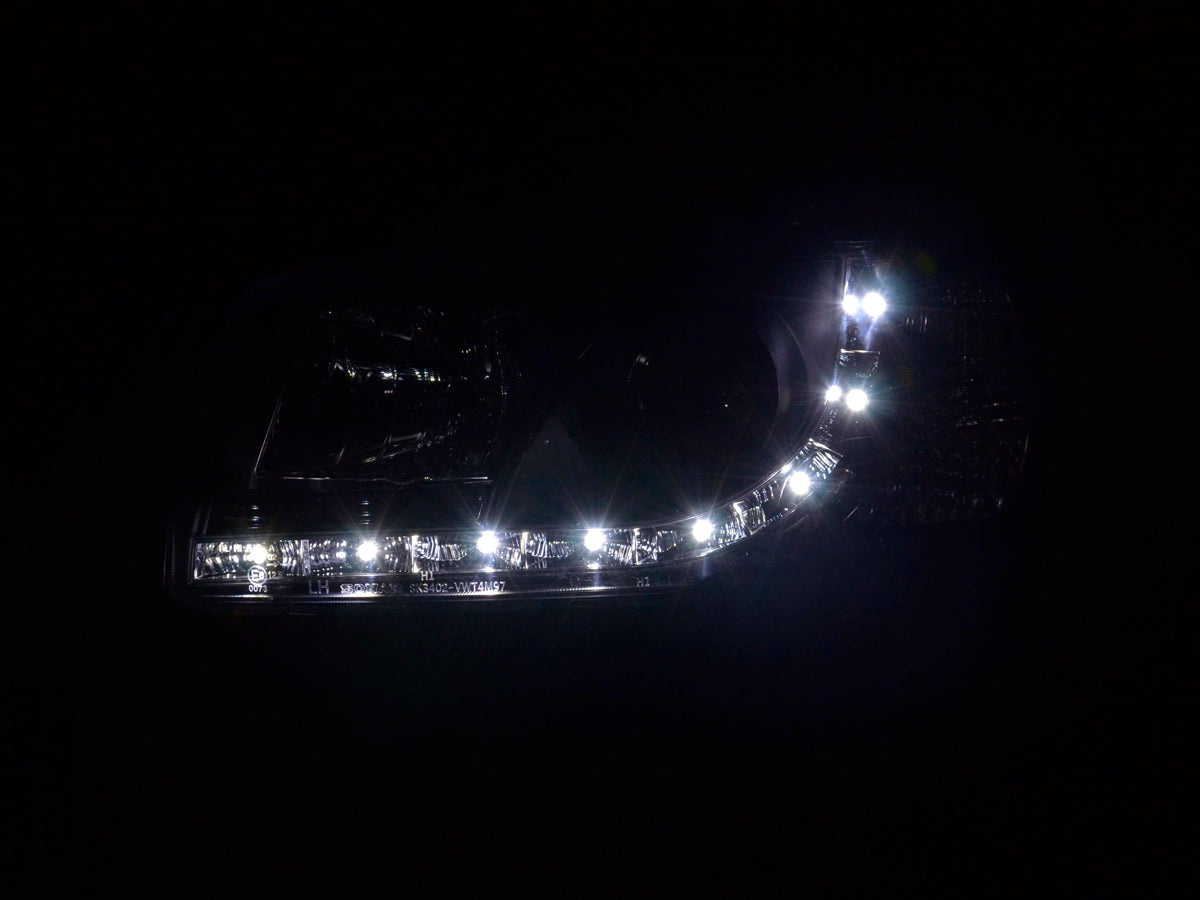 Headlight set Daylight LED DRL look VW Bus Type T5 03-09 chrome