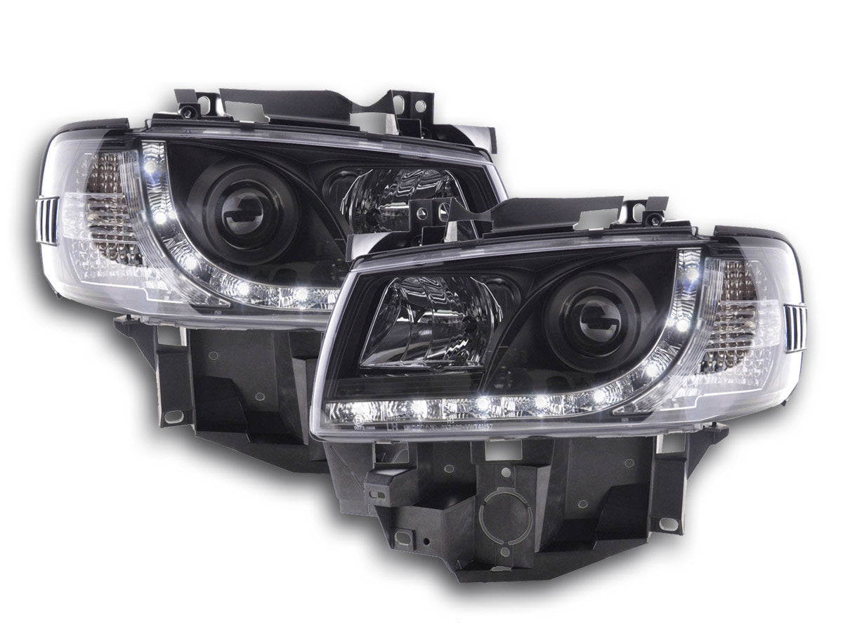 Headlight set Daylight LED DRL look VW Bus Type T5 03-09 chrome