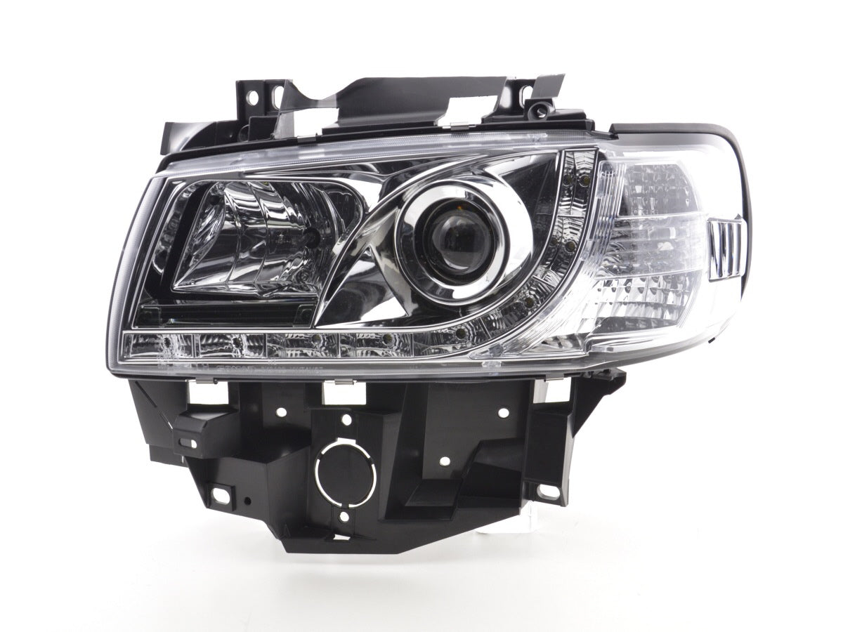 Headlight set Daylight LED TFL look VW Bus Type T4 96-03 chrome for right-hand drive