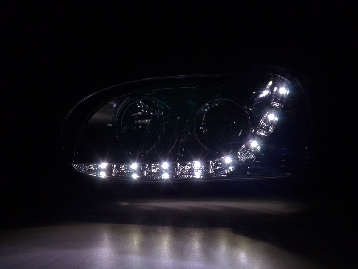 Headlight set Daylight LED DRL look VW Golf 4 Type 1J 98-03 chrome