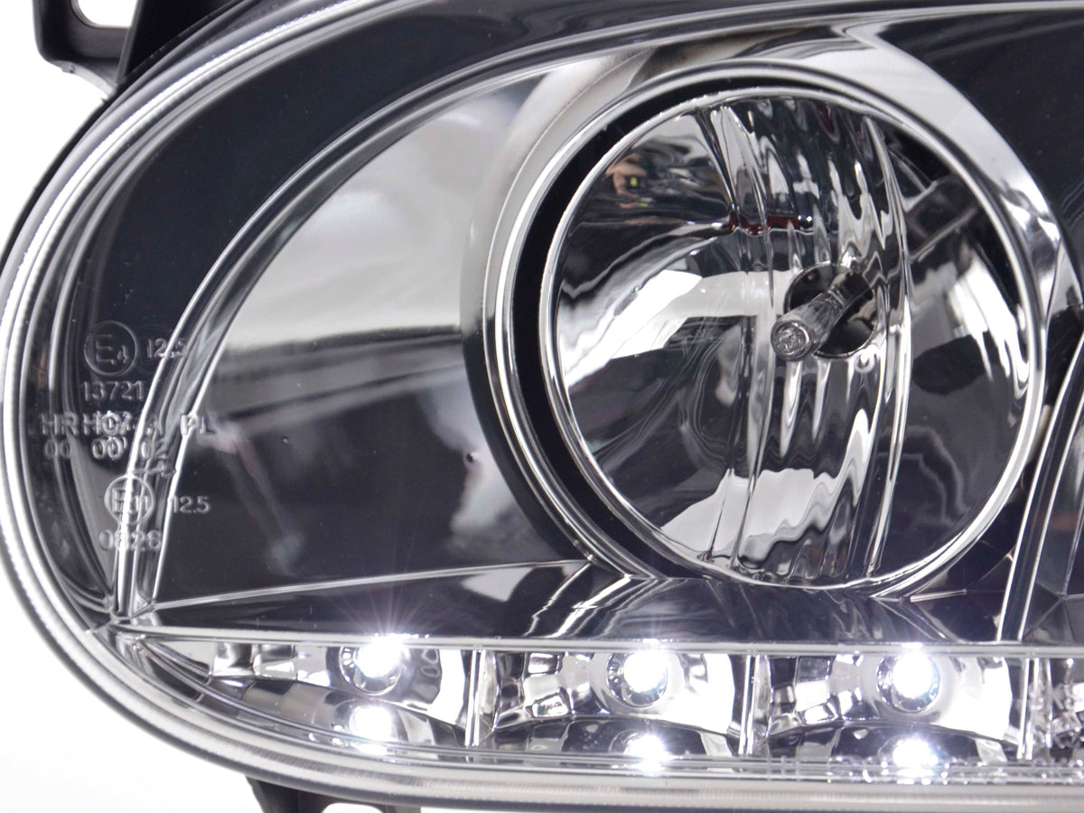 Headlight set Daylight LED DRL look VW Golf 3 type 1HXO 1EXO 91-97 chrome