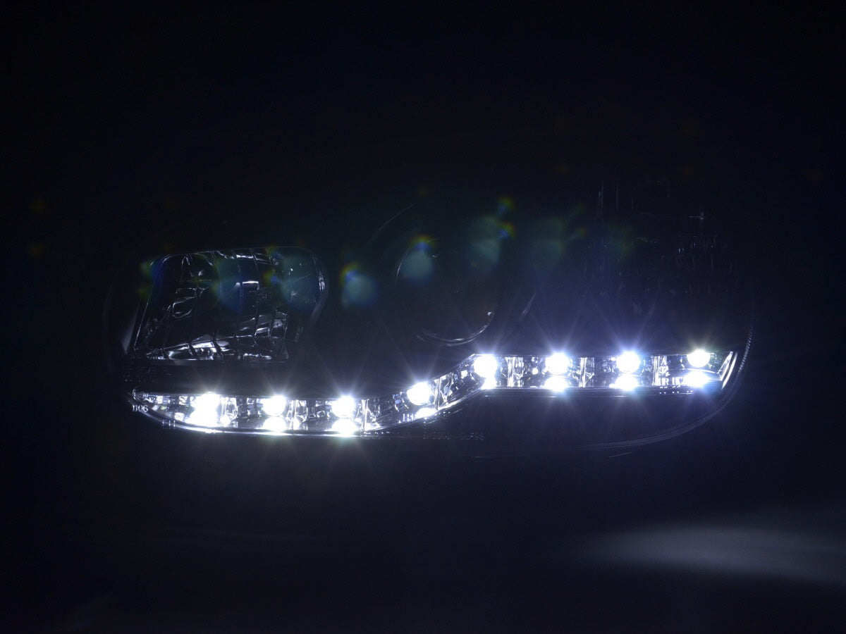 Headlight set Daylight LED DRL look VW Golf 4 Type 1J 98-03 black for right-hand drive