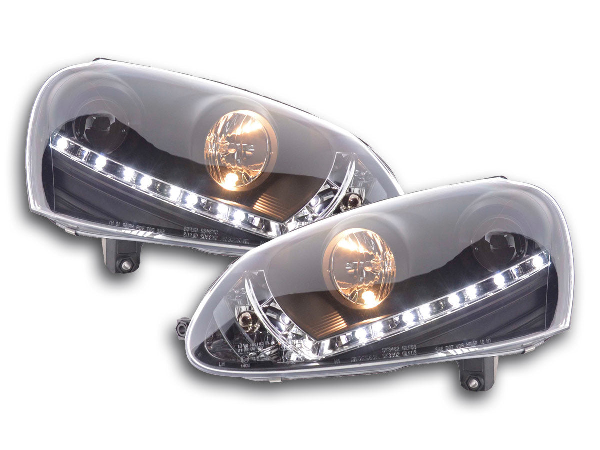Headlight set Daylight LED DRL look VW Golf 5 Type 1K 03-08 chrome