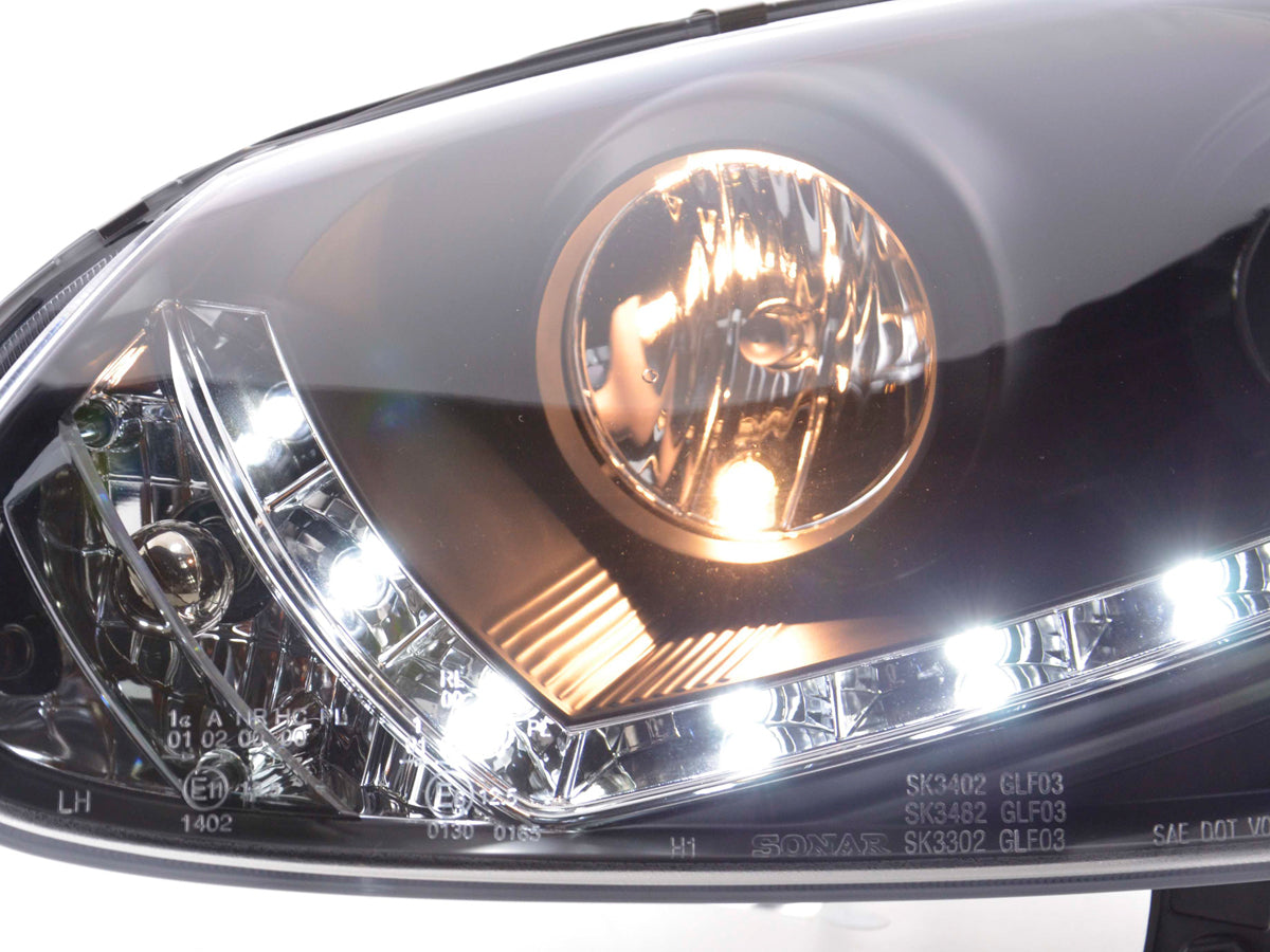 Scheinwerfer Set Daylight LED Tagfahrlicht VW Golf 5 Typ 1K  03-08 schwarz