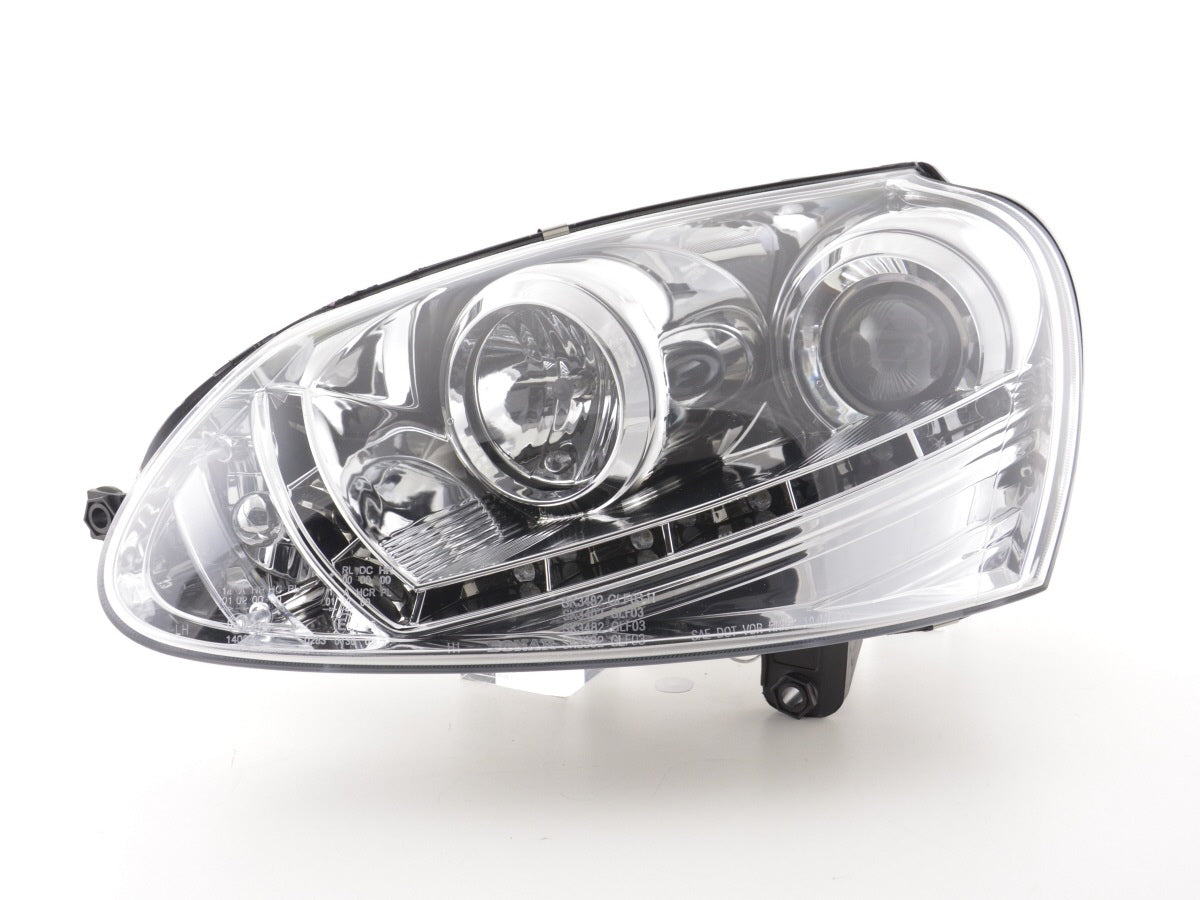 Headlight set Daylight LED DRL look VW Golf 5 Type 1K 03-08 chrome for right-hand drive