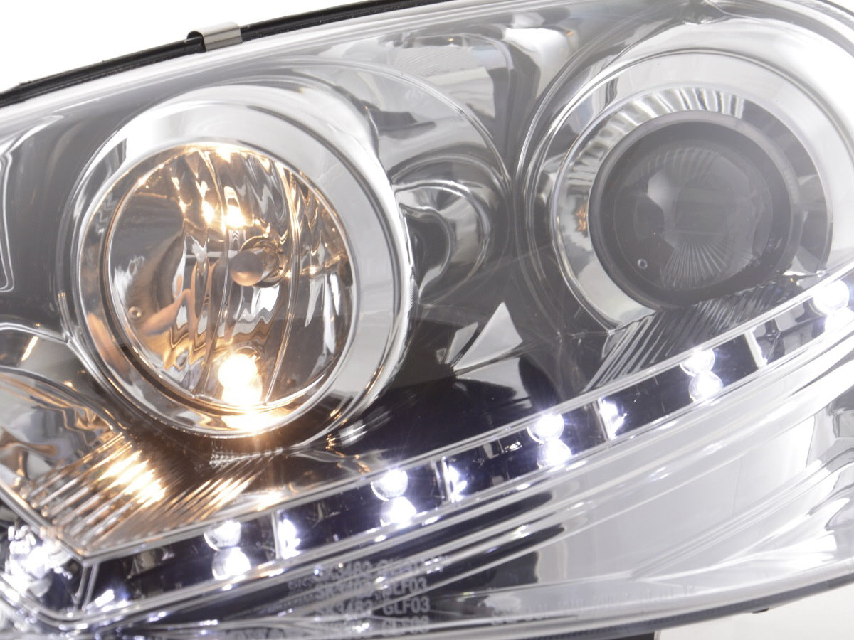 Headlight set Daylight LED DRL look VW Golf 5 Type 1K 03-08 chrome for right-hand drive