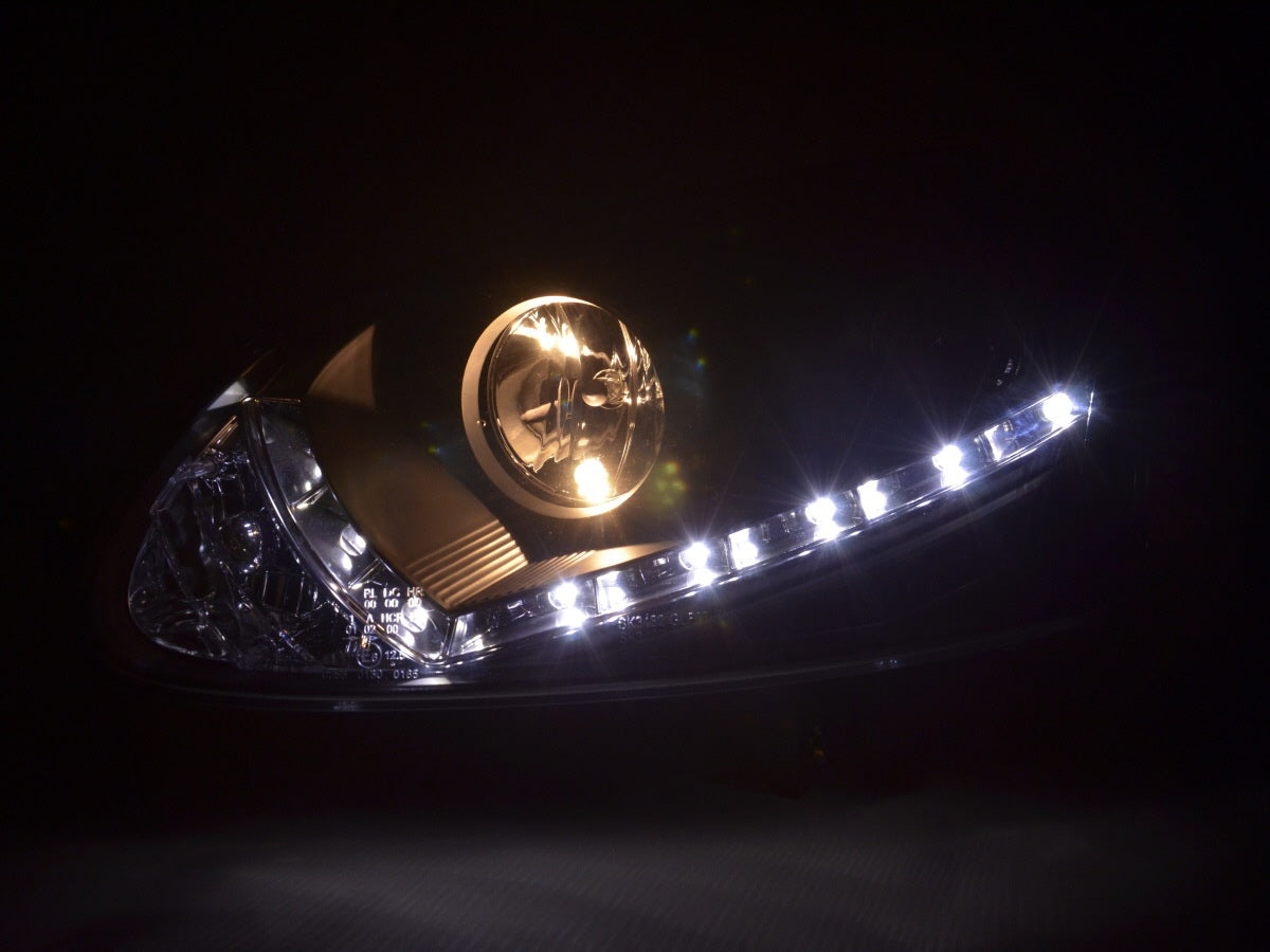 Headlight set Daylight LED DRL look VW Golf 5 Type 1K 03-08 black for right-hand drive