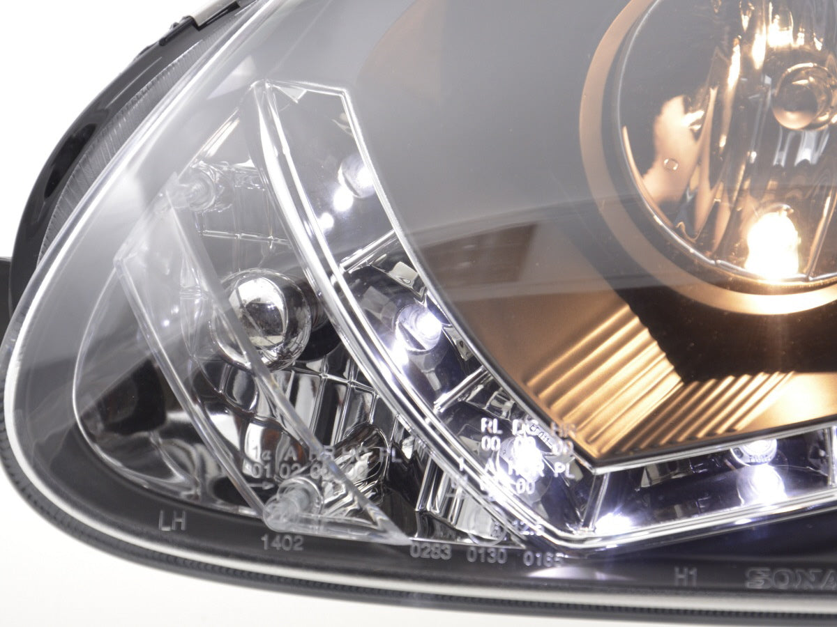 Headlight set Daylight LED DRL look VW Golf 5 Type 1K 03-08 black for right-hand drive