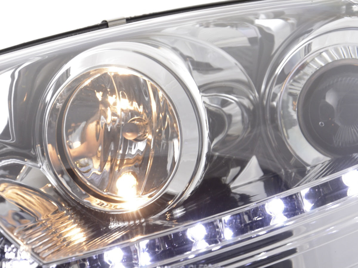 Headlight set Daylight LED DRL look VW Golf 5 Type 1K 03-08 chrome for right-hand drive