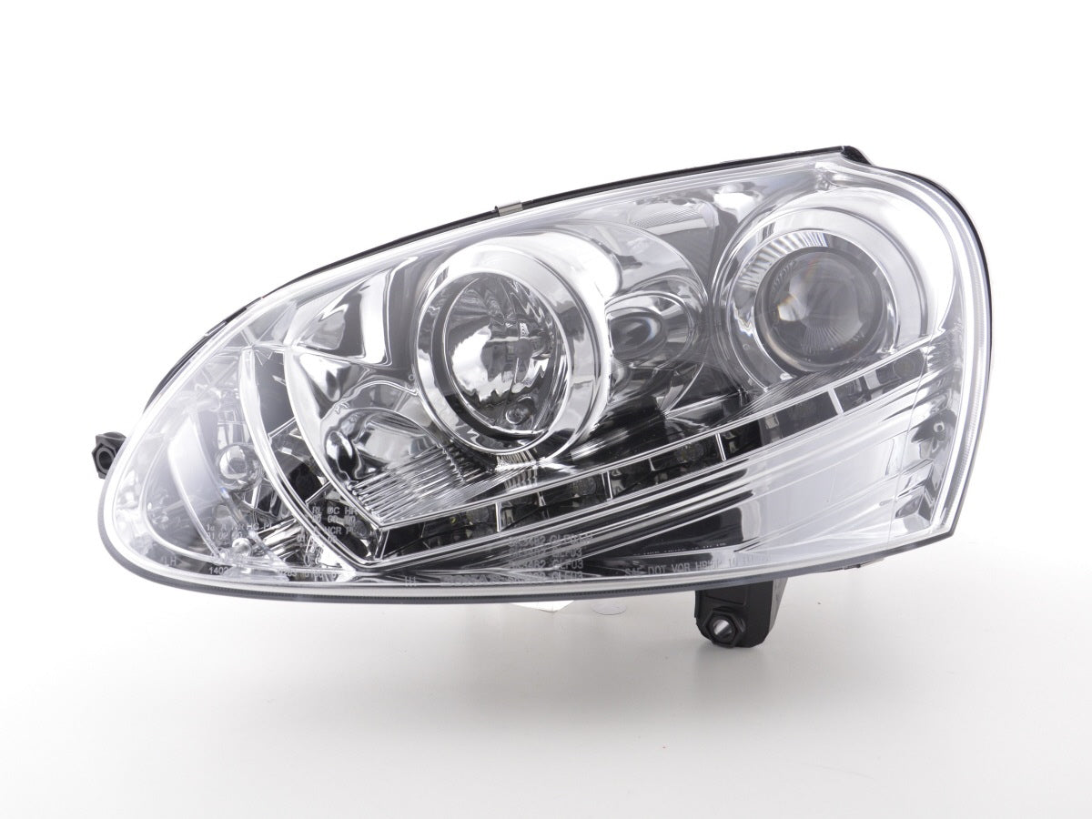 Scheinwerfer Set Daylight LED Tagfahrlicht VW Golf 5 Typ 1K  03-08 chrom für Rechtslenker
