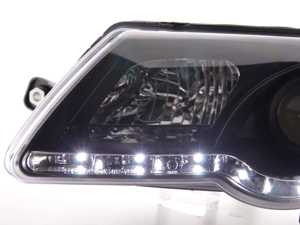Headlight set Daylight LED DRL look VW Passat Type 3C 05- black
