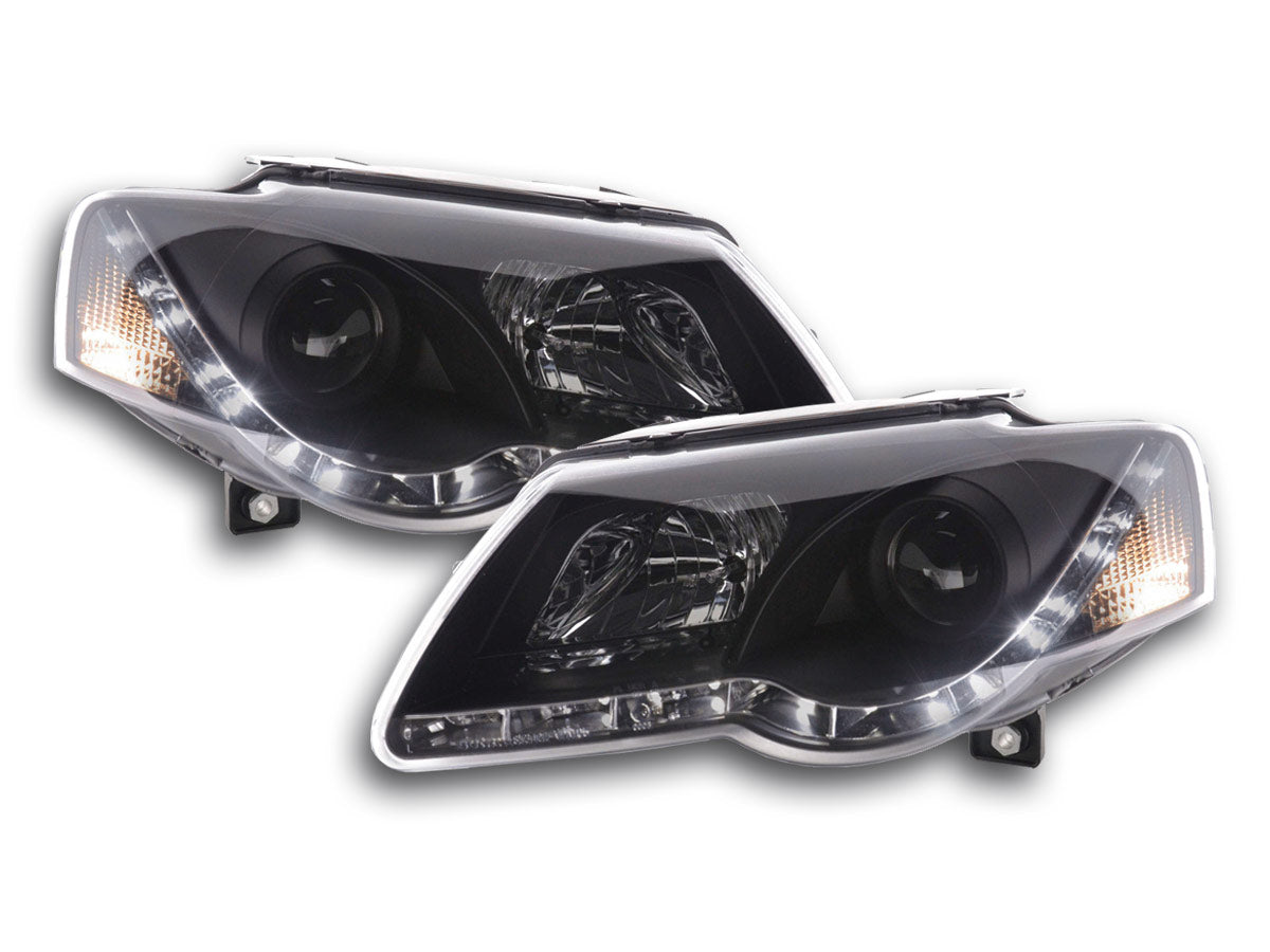 Headlight set Daylight LED DRL look VW Passat Type 3C 05- black