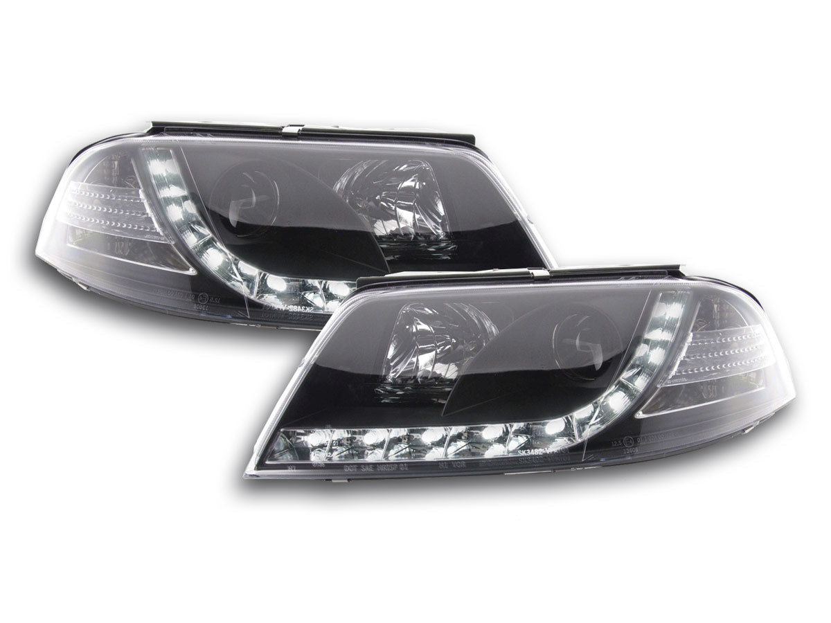 Headlight set Daylight LED DRL look VW Passat Type 3C 05- black