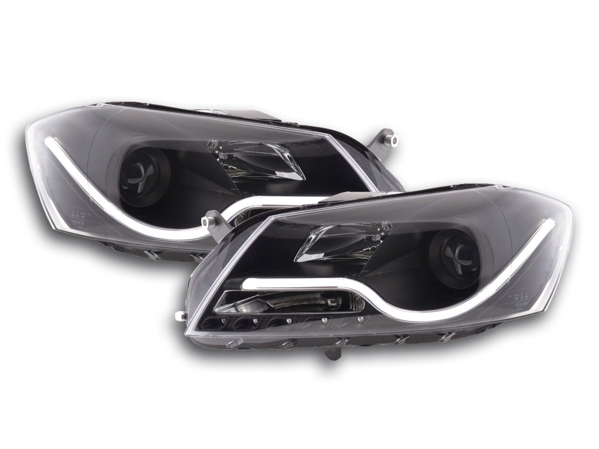 Headlight set Daylight LED DRL look VW Passat B7 3C 10- black