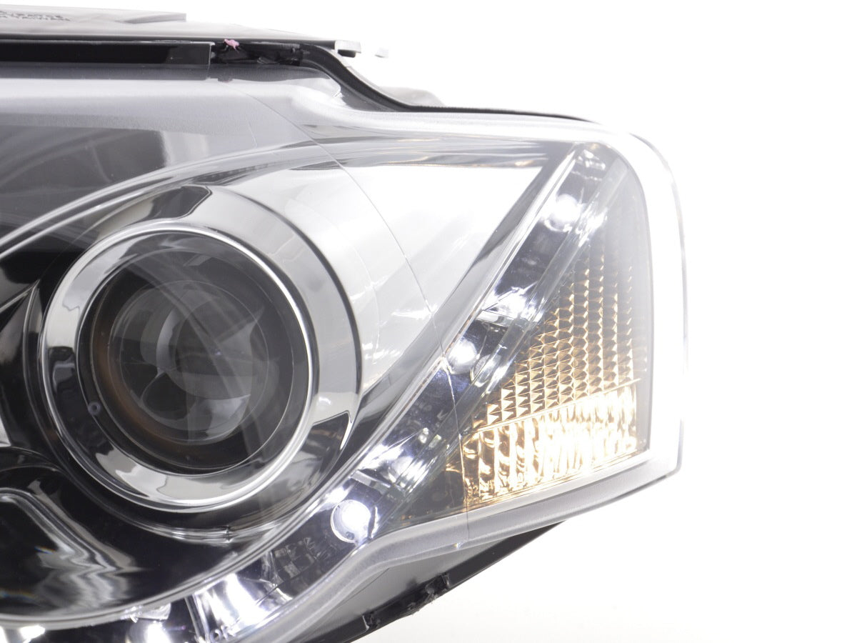 Headlight set Daylight LED DRL look VW Passat Type 3C 05- chrome for right-hand drive