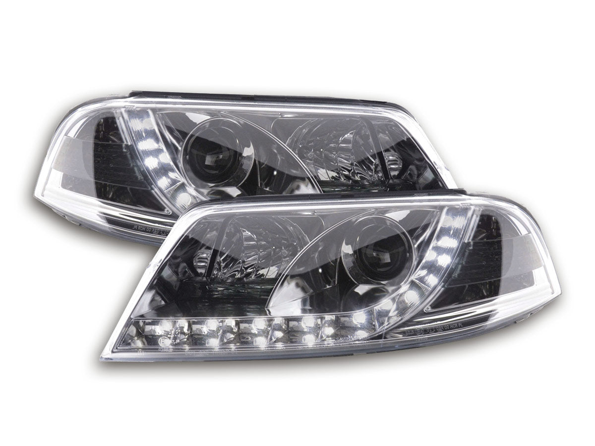 Headlight set Daylight LED DRL look VW Passat Type 3C 05- chrome