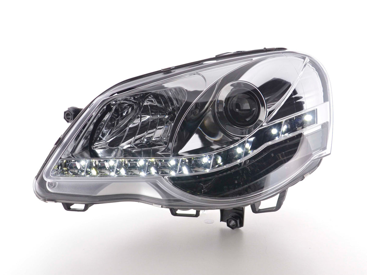 Headlight set Daylight LED DRL look VW Polo type 9N3 05-09 black