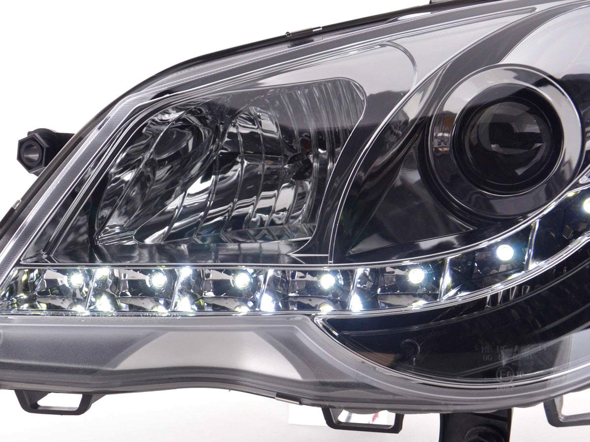 Headlight set Daylight LED DRL look VW Polo type 9N3 05-09 chrome