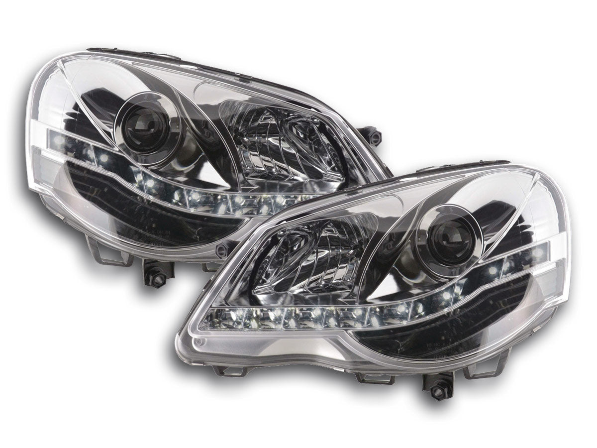 Headlight set Daylight LED DRL look VW Polo type 9N3 05-09 black
