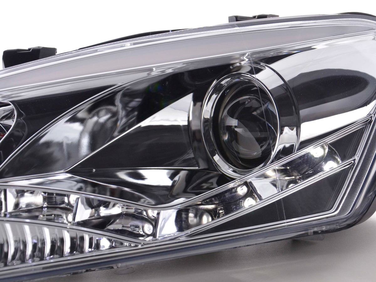 Headlight set Daylight LED DRL look VW Polo Type 6R 2010- chrome