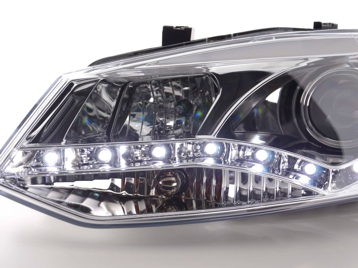Headlight set Daylight LED DRL look VW Polo Type 6R 2010- chrome