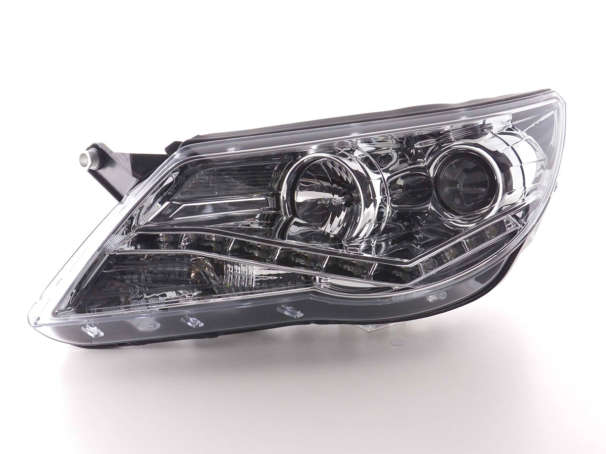 Headlight set Daylight LED DRL look VW Tiguan 07-11 chrome