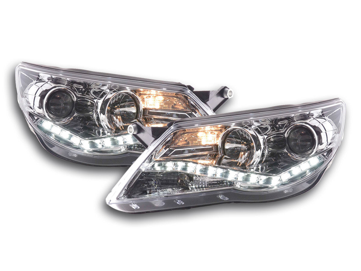 Headlight set Daylight LED DRL look VW Tiguan 07-11 chrome