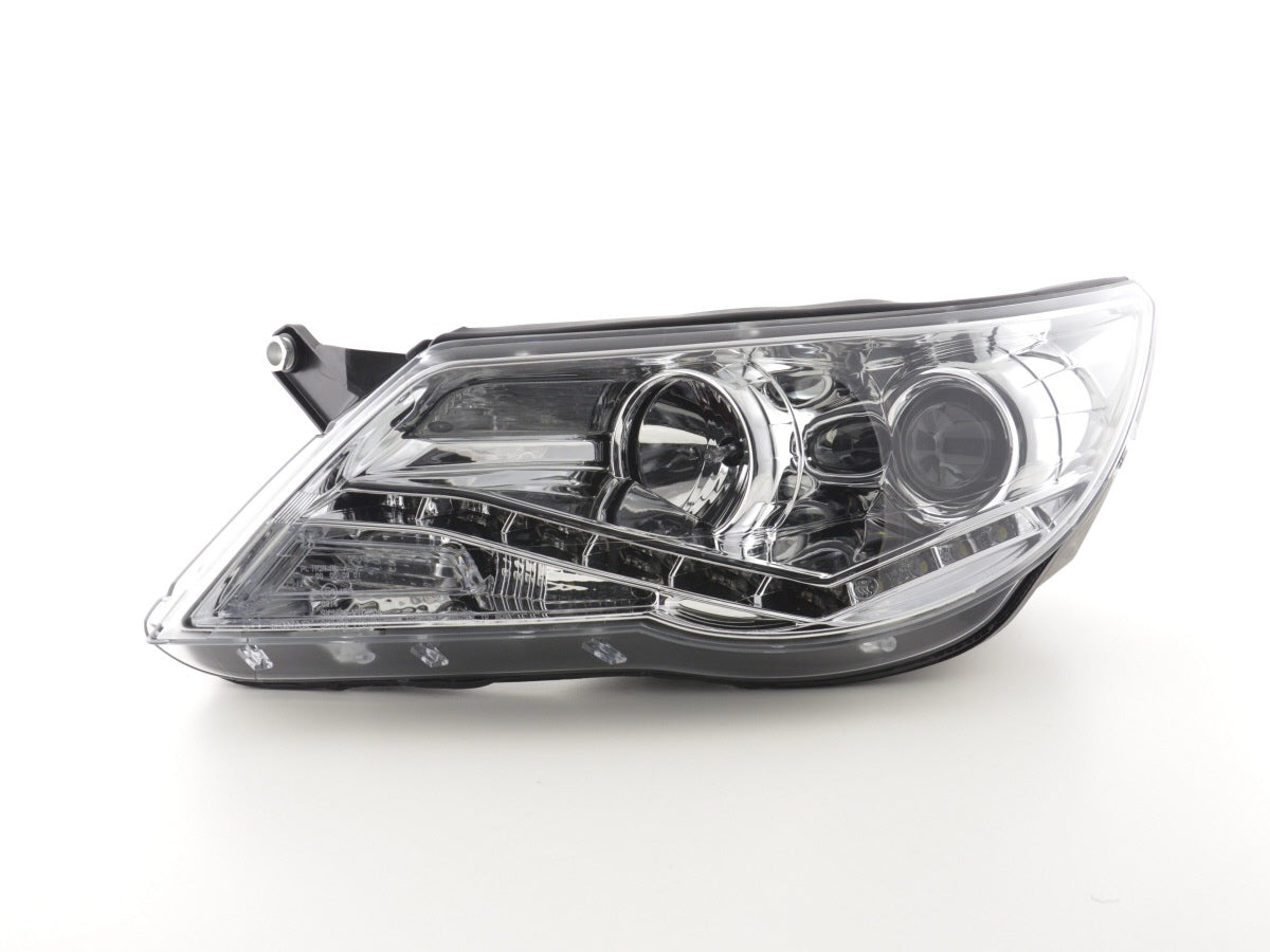 Headlight set Daylight LED DRL look VW Tiguan 07-11 chrome for right-hand drive