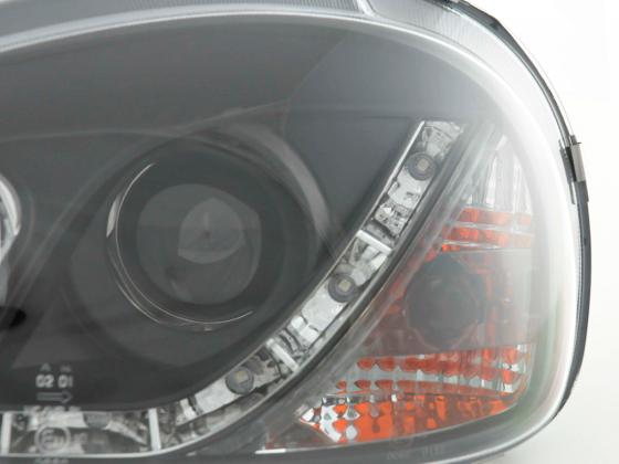 Headlight set Daylight LED DRL look Opel Corsa D 06- chrome
