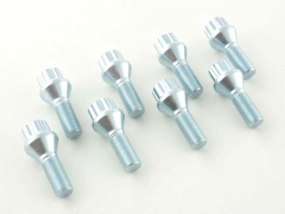 Radschrauben Set (8 Stk.) Kegelbund Schaftlänge 42mm M12x1,25 silber