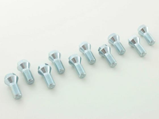 Radschrauben Set (10 Stk.) Schaftlänge 26mm Kegelbund Kurzkopf silber M14x1,5