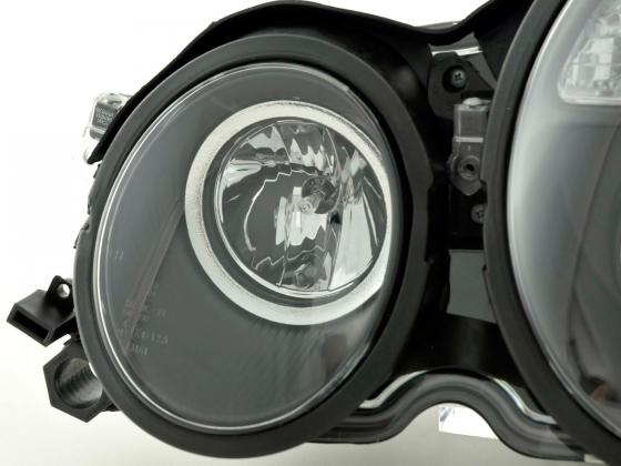 Headlight set Mercedes E-Class type W210 99-01 black for right-hand drive
