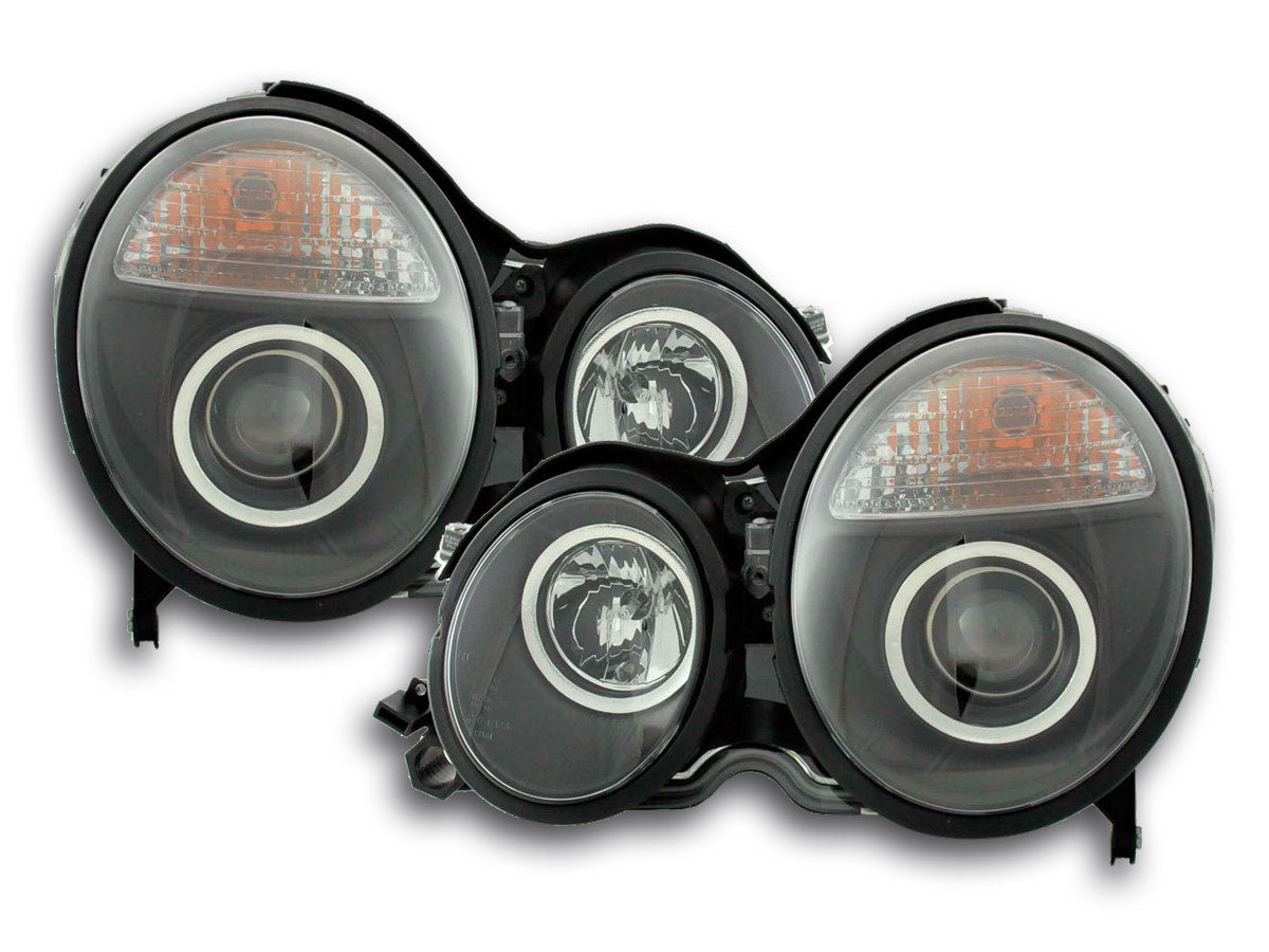 Headlight set Mercedes E-Class type W210 99-01 black for right-hand drive