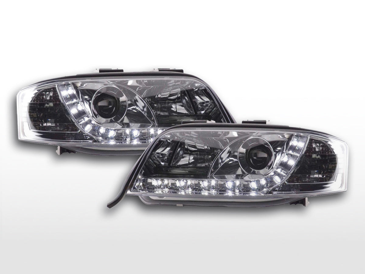 Headlight set Daylight LED DRL look Audi A6 Type 4B 97-01 chrome