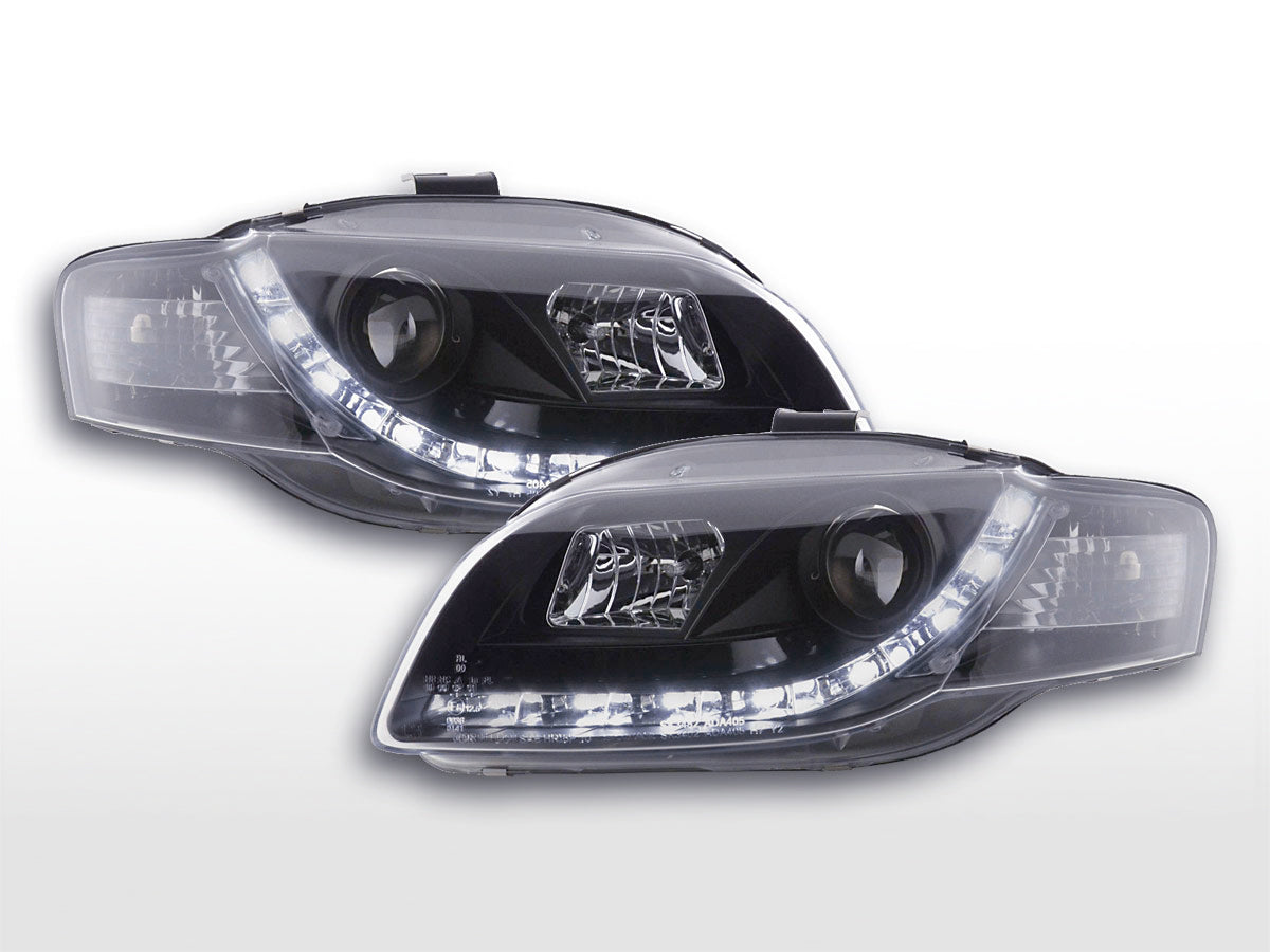 Headlight set Daylight LED DRL look Audi A4 Type 8E 04-08 black