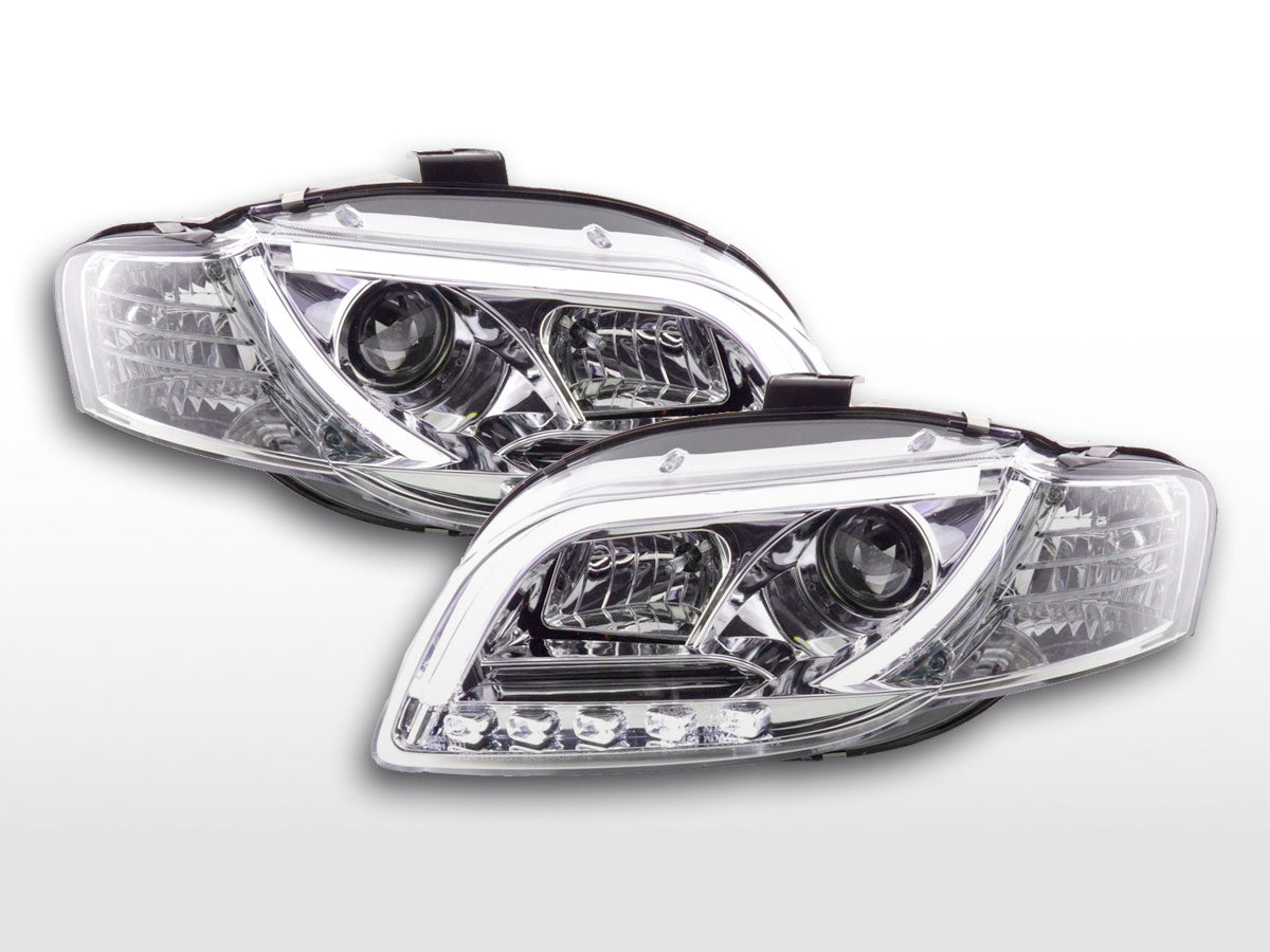 Headlight set Daylight LED DRL look Audi A4 Type 8E 04-08 chrome