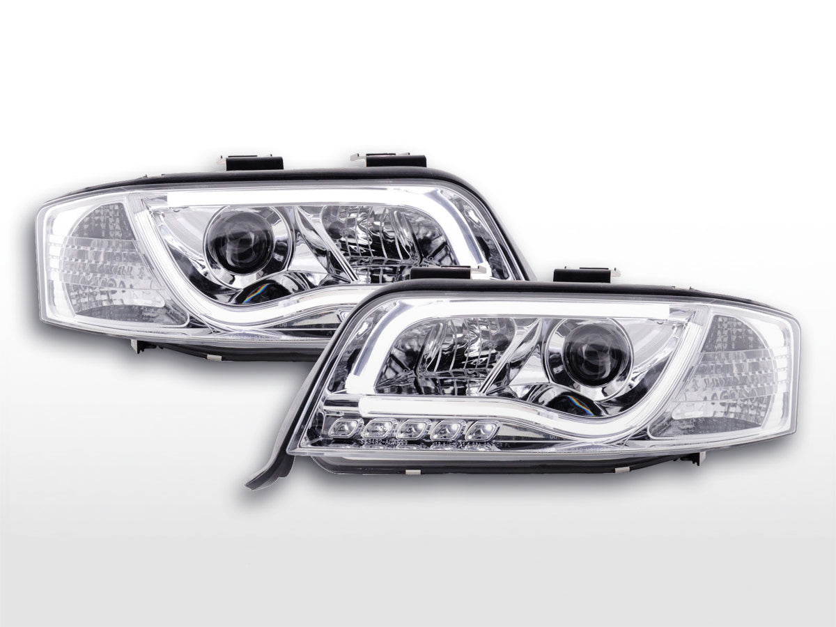 Scheinwerfer Set Daylight LED TFL-Optik Audi A6 Typ 4B  01-04 chrom für Rechtslenker
