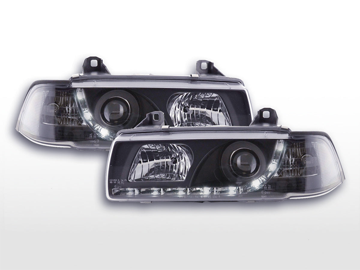 Scheinwerfer Set Daylight LED Tagfahrlicht BMW 3er E36 Coupe  92-99 schwarz