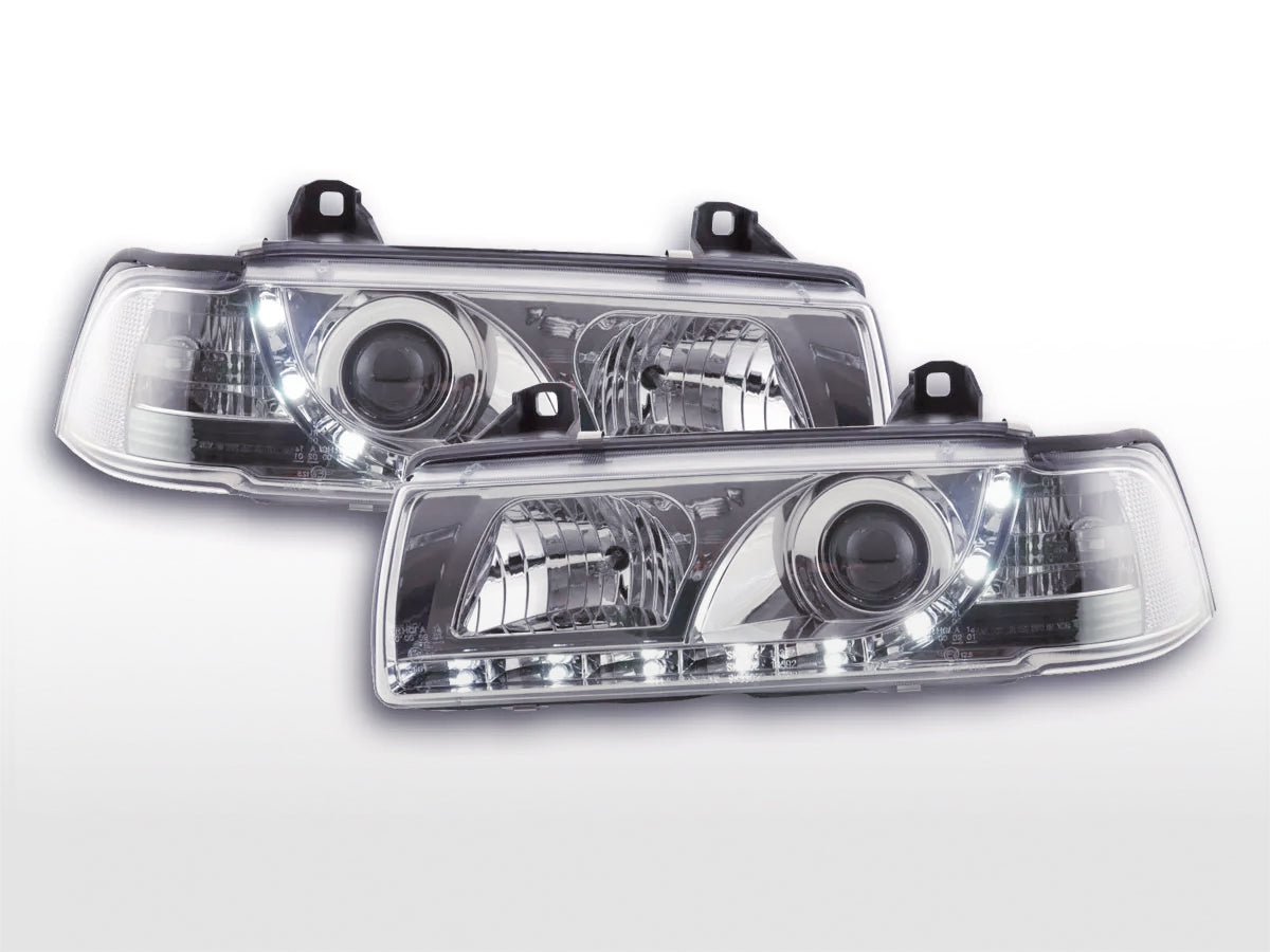 Scheinwerfer Set Daylight LED Tagfahrlicht BMW 3er E36 Limousine  92-98 chrom