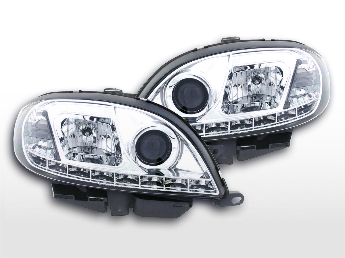 Headlight set Daylight LED DRL look Fiat 500 07- chrome