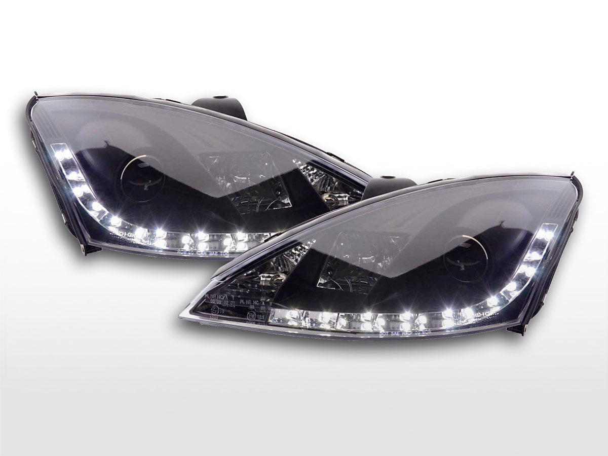 Headlight set Daylight LED TFL look Ford Focus 3/5 doors. 08- chrome