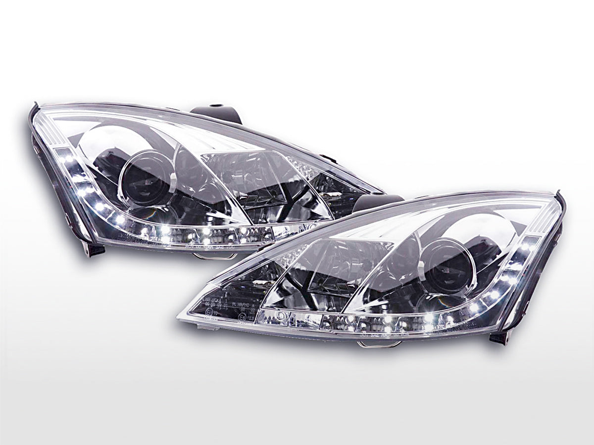 Headlight set Daylight LED TFL look Ford Focus 3/4/5-door. 98-01 chrome