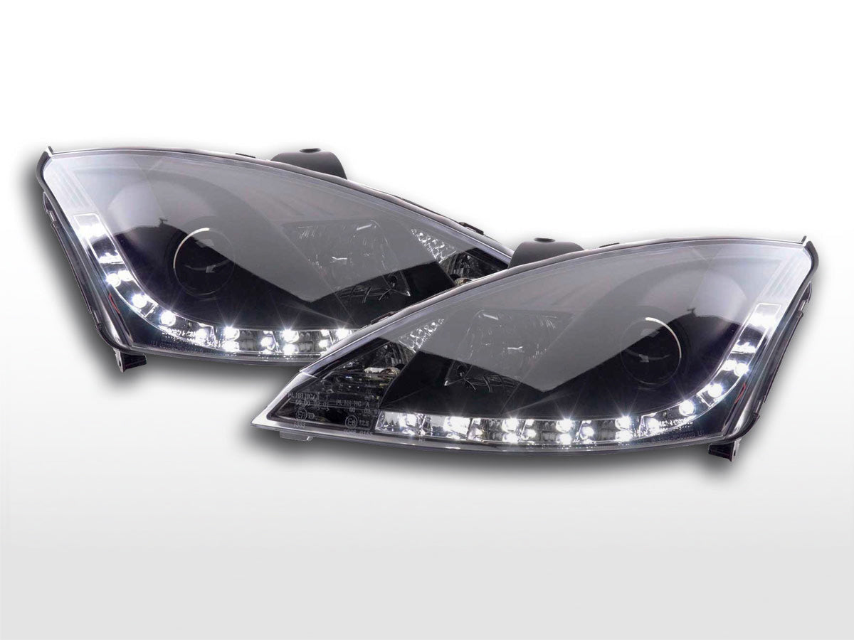 Headlight set Daylight LED DRL look Ford Focus 3/4/5-door 98-01 black