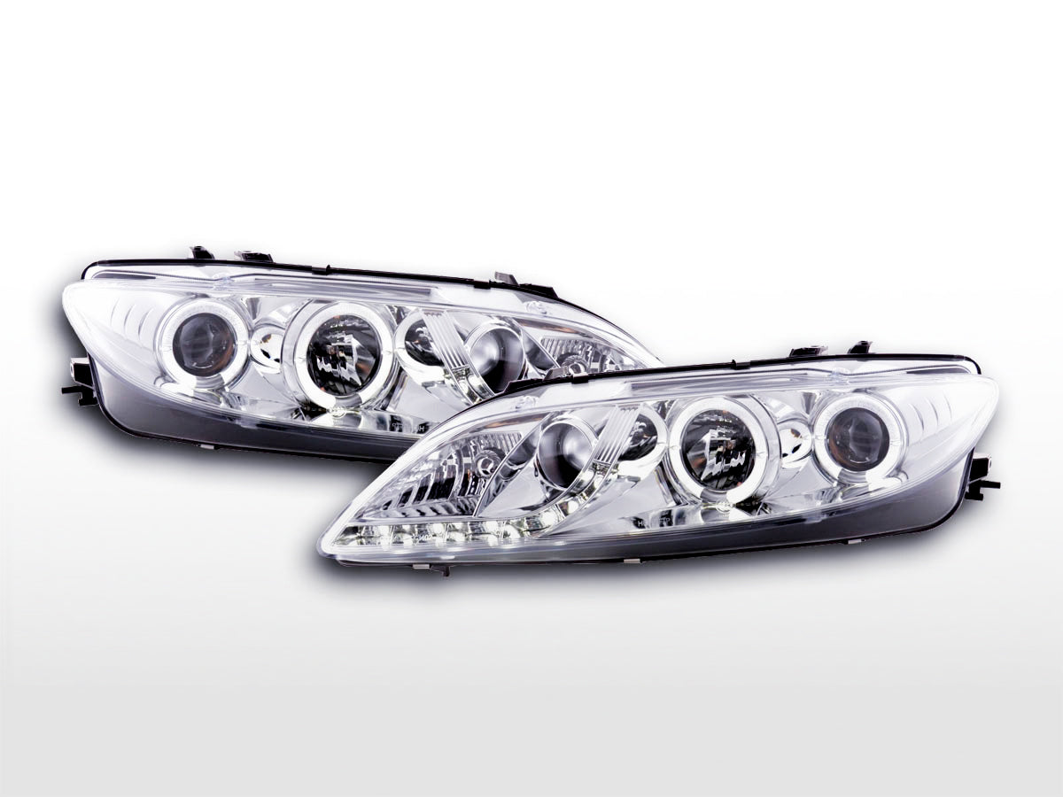 Headlight set Daylight LED DRL look Mazda 6 02-07 chrome