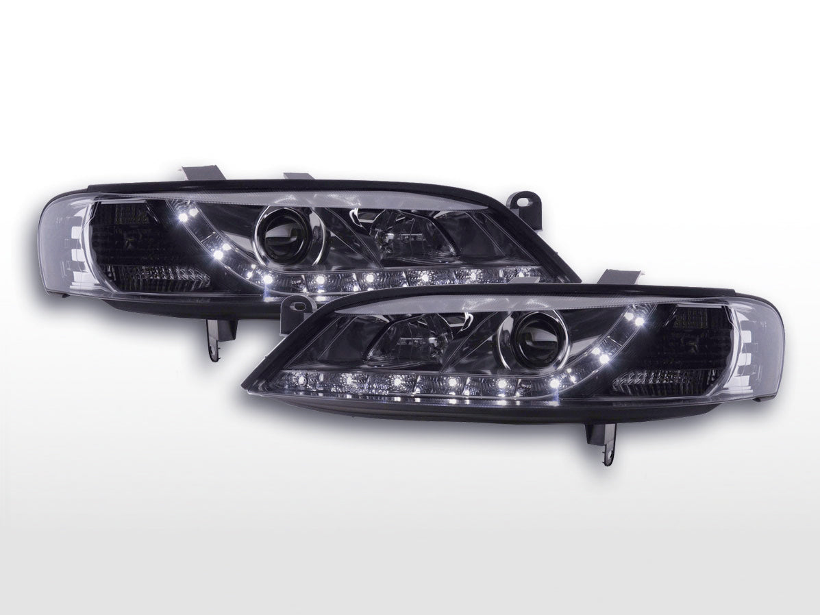 Headlight set Daylight LED DRL look Opel Vectra B 99-02 black
