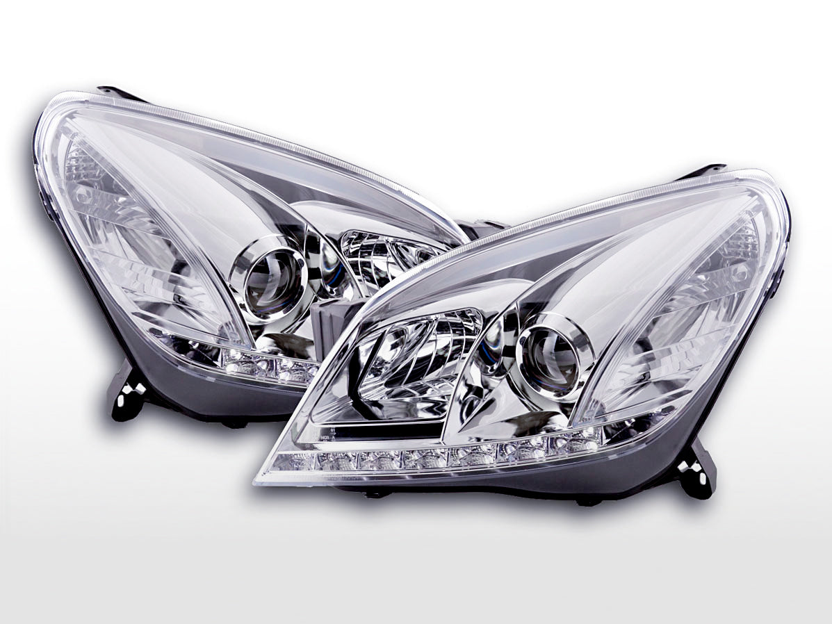 Headlight set Daylight LED DRL look Opel Astra H 04-10 chrome for right-hand drive