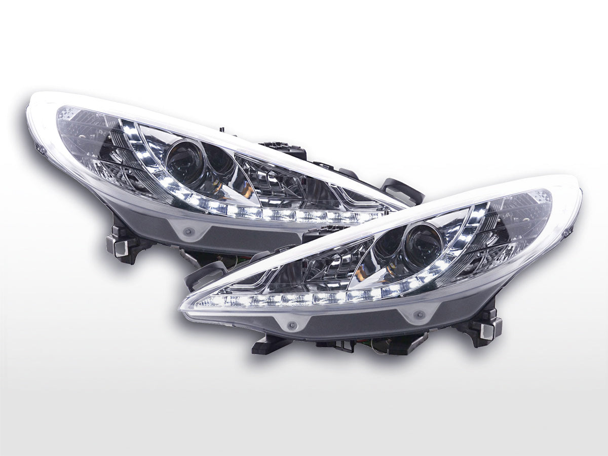 Headlight set Daylight LED daytime running light Peugeot 207 06- chrome